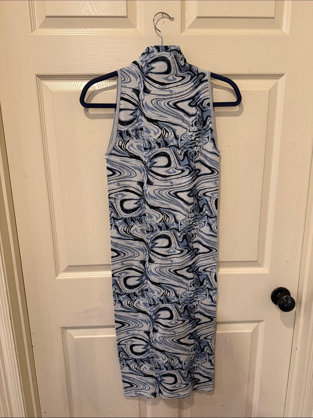 Zara blue marble Jacquard knit midi dress, XS/S - Picture 7 of 8